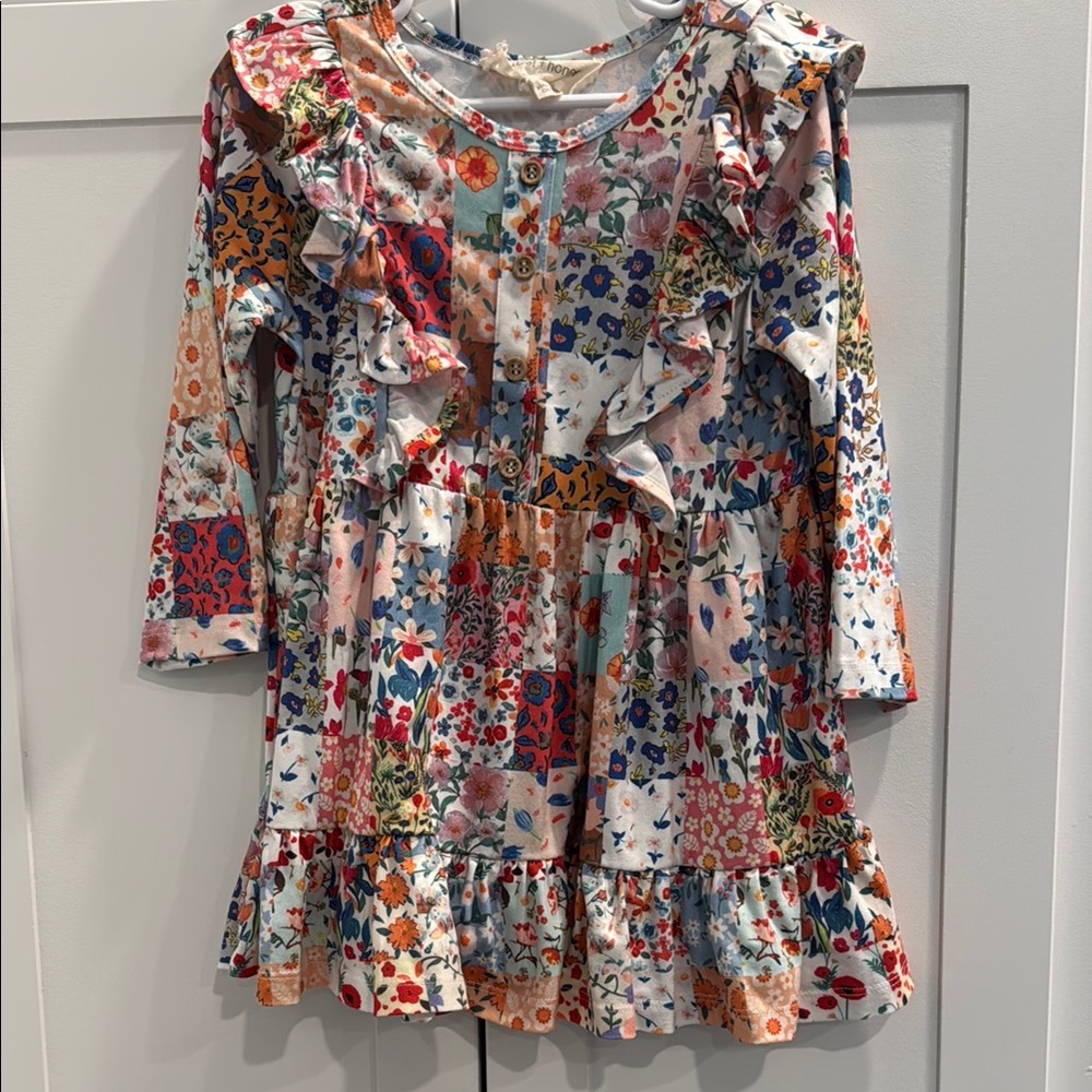 Floral Patchwork Ruffle Dress